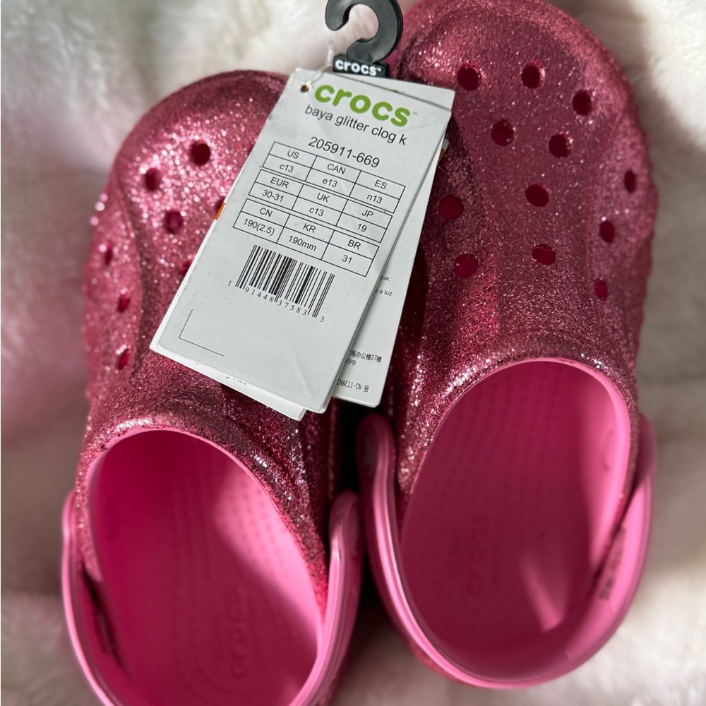 CROCS Kids Glitter Slippers - Sparkling Pink